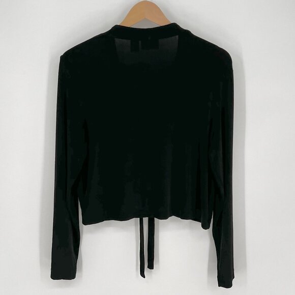 Chicos Travelers Womens Tie Front Slinky Cardigan Sweater Size Large 2 Black - Picture 2 of 7